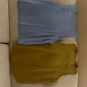 lululemon athletica Blue and Olive tank Tops